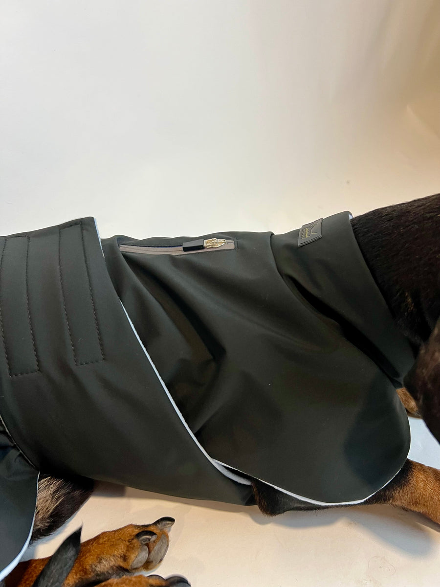 Black Parka with Light Blue Fleece Lining